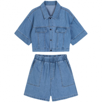 Костюм джинсовый куртка короткая + шорты на резинке