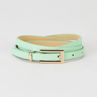 Ремень гладкий матовый вытянутая прямоугольная пряжка ширина - 0,8 см