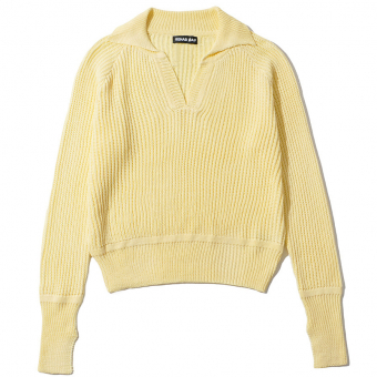 Свитер вязаный V вырез отложной ворот на рукавах разрезы