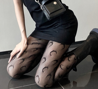 Колготки мелкая сетка с узором - месяц луна