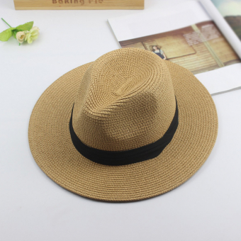 Шляпа соломенная федора черная лента взахлест