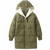 Картинка Пуховик длинный капюшон белый плюш сзади углы от магазина LonnaMag