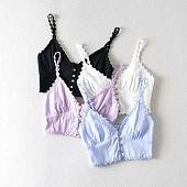 Картинка Топ летний на лямках цветочная окантовка пуговицы от магазина LonnaMag