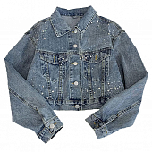 Картинка Куртка джинсовая короткая стразы большие и маленькие от магазина LonnaMag