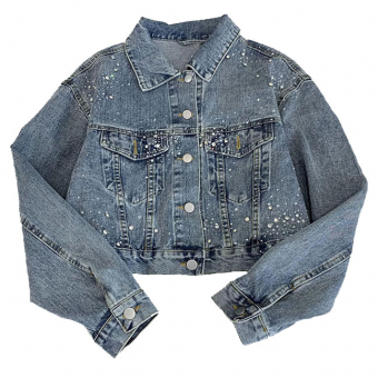 Куртка джинсовая короткая стразы большие и маленькие