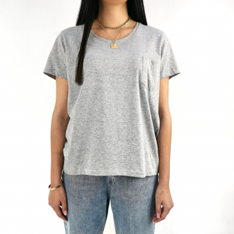 Футболка с карманом - меланж (кулирное полотно, 100% хлопок)