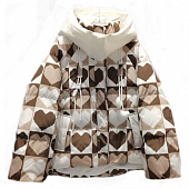 Картинка Пуховик короткий свободный с капюшоном принт сердце в квадрате  от магазина LonnaMag