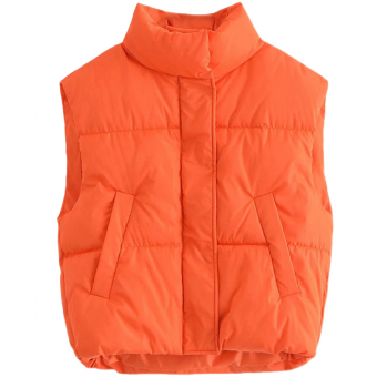 Жилет дутый короткий ярко оранжевый