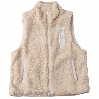 Жилет бежевый плюш 3 кармана
