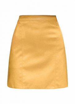 Мини юбка-трапеция из эко-кожи с 2 строчками спереди