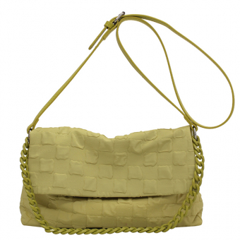 Сумка текстура шахматная клетка широкий клапан ремень + цепь в цвет