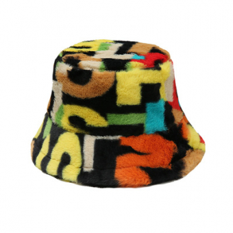Панама плюшевая принт яркие буквы