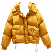 Картинка Куртка пуховик дутый с капюшоном однотон на рукаве манжеты снизу регулировка от магазина LonnaMag