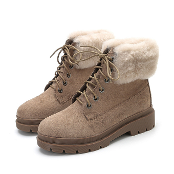 Замшевые полусапоги на шнуровке сверху мех