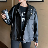 Картинка Куркта косуха кожзам oversize шов слева на груди от магазина LonnaMag