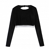 Картинка Топ длинный рукав открытая спина бархат снизу бахрома от магазина LonnaMag