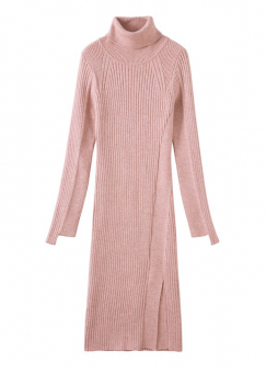 Платье трикотаж разрез сбоку неровный рукав