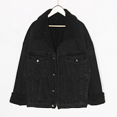 Картинка Куртка джинсовка на черном плюше от магазина LonnaMag