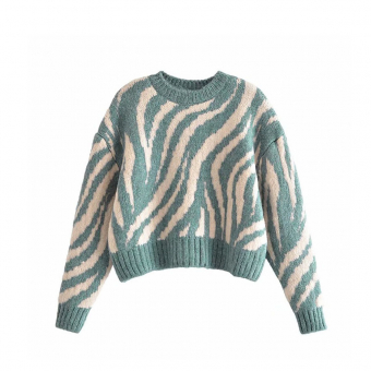 Свитер мятный принт зебра