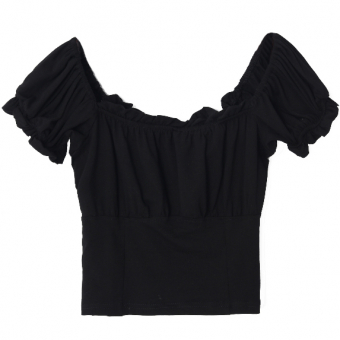 Топ на пуговицах открытые плечи на резинке шов под грудью