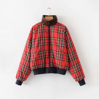 Куртка утепленная двусторонняя красная в клетку/синяя