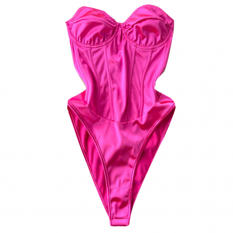 Боди розовое атлас как корсет на спине шнуровка