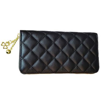 Кошелек длинный прошит квадратами на молнии 2 цепочки клевер и шарик