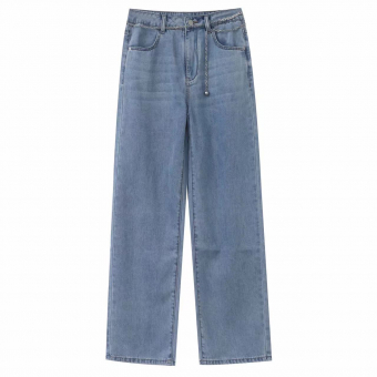 Джинсы прямые пояс цепь сзади нашивка PBW