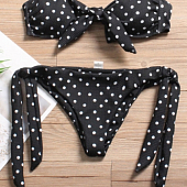 Картинка Купальник раздельный горошек топ и плавки на завязках от магазина LonnaMag