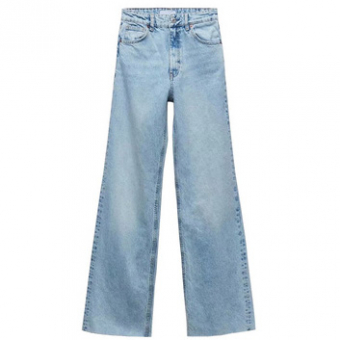 Джинсы широкие трубы высокая талия низ обрезан