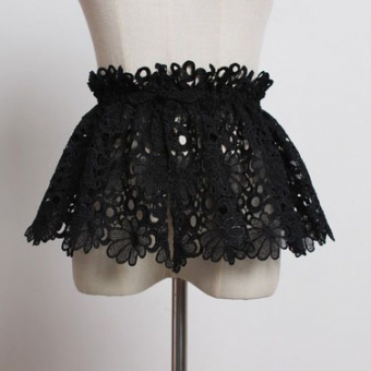 Пояс баска из кружевной ткани черные цветы