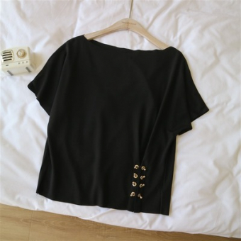 Футболка широкая пирсинг необработанные края