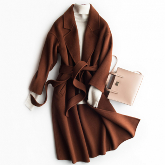 Двубортное пальто basic с поясом