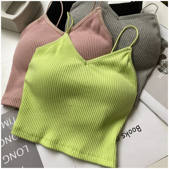 Топ маечка стрейч рубчик тонкие лямки S`20