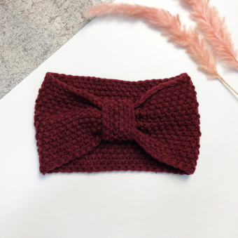 Повязка вязаная на голову сборка в широкое кольцо