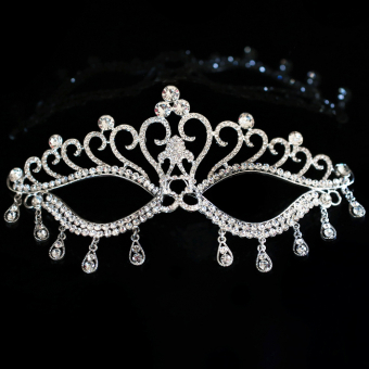 Маска маскарадная ажурная из страз подвески капли