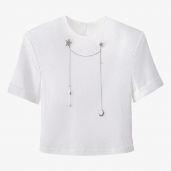 Футболка съемная цепь звезда полумесяц молния на спине