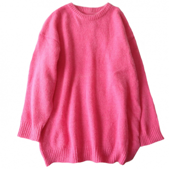 Свитер платье oversize ярко-розовый неон