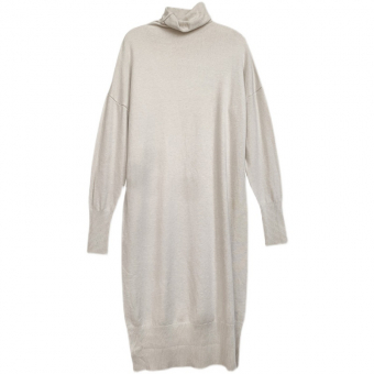 Платье ровный трикотаж высокий ворот водолазка рубчик снизу