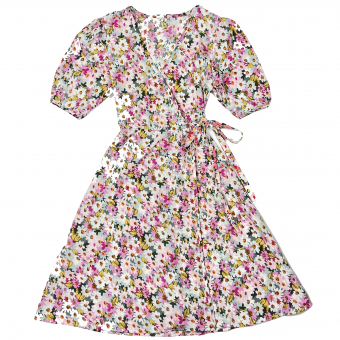 Платье на запах миди пастельный цветочный принт