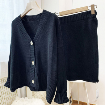 Костюм трикотаж кардиган 3 пуговицы + юбка мини на резинке