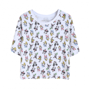 Футболка свободная принт много Гуфа Микки Мауса Дональд Дака