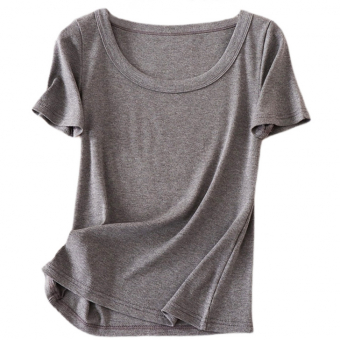 Футболка однотон мелкий рубчик широкая горловина с окантовкой