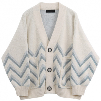 Кардиган oversize голубой зигзаг пуговицы часы