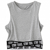 Картинка Топ майка резинка с надписью Stay true. Stay you. от магазина LonnaMag