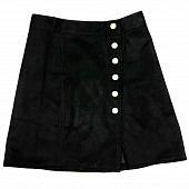 Картинка Юбка мини черная иск. замша на запах 6 золотых пуговиц от магазина LonnaMag