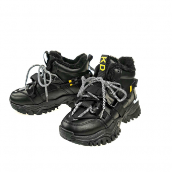 Кроссовки высокие теплые футуричтичные с карабином TUESDAY (мех)