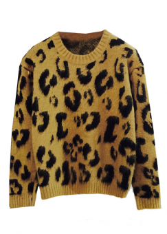 Свитер принт крупный леопард