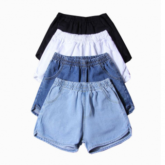 Шорты джинс эффект с молнией-обманкой