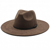 картинка Шляпа федора замшевая широкие поля 9,5 см черный ремень от магазина LonnaMag
